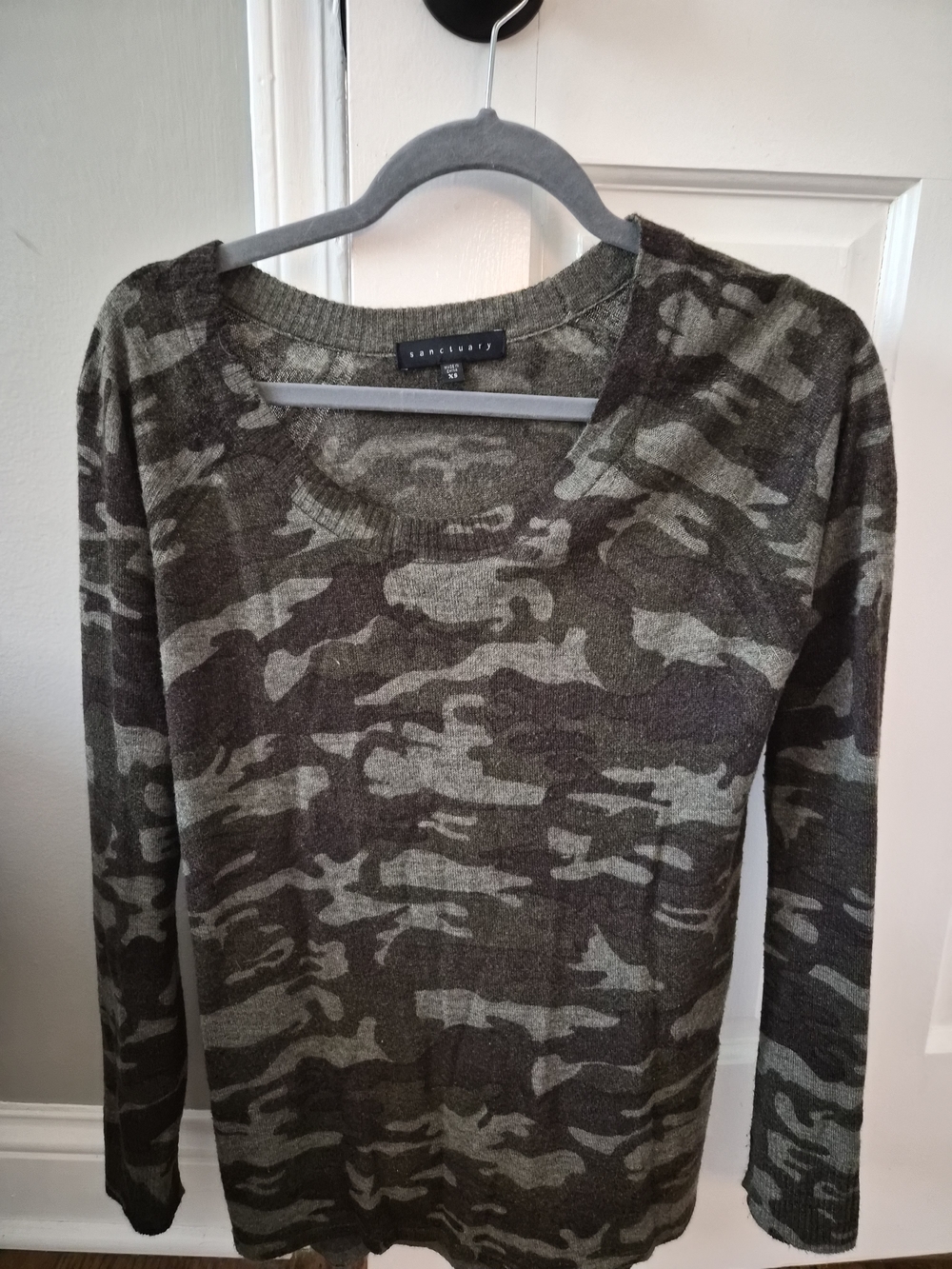 Sanctuary Camouflage Crewneck Sweater in Olive & Dark Green